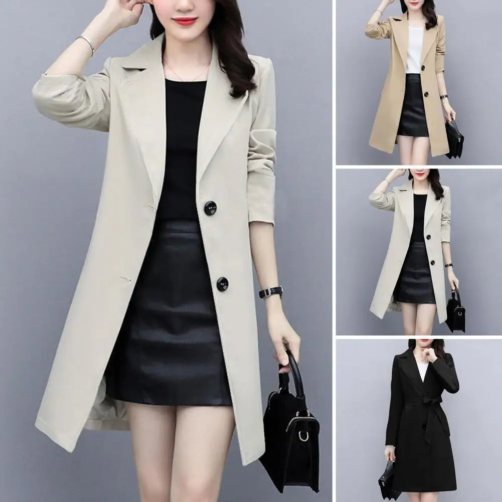 Trench Coat Mid Length Pockets, Belt