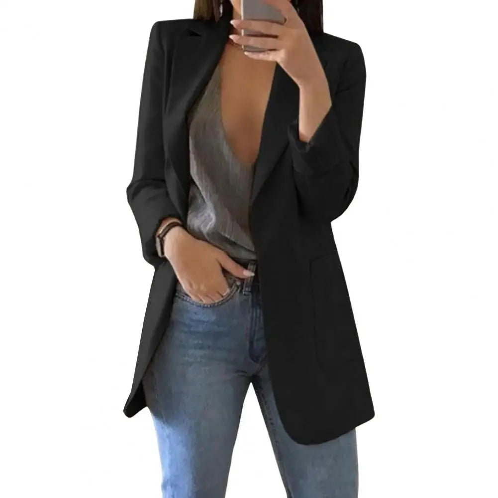 Solid Color Suit Jacket Women Long Sleeve