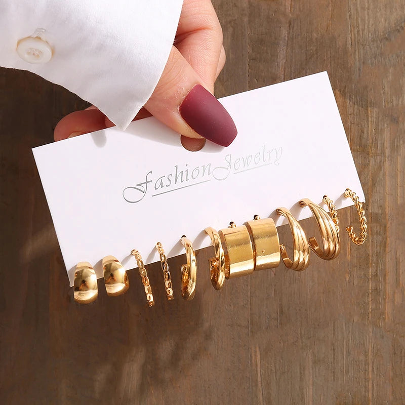 Gold Color Geometry Pearl Earrings  Dangle Earrings