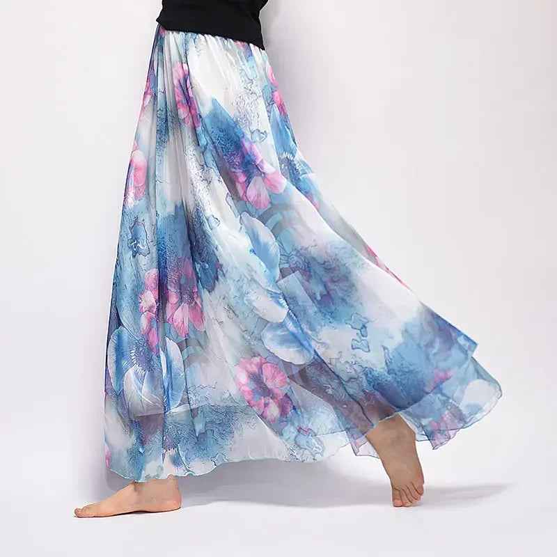 Vintage Chiffon High Waist Long Skirt