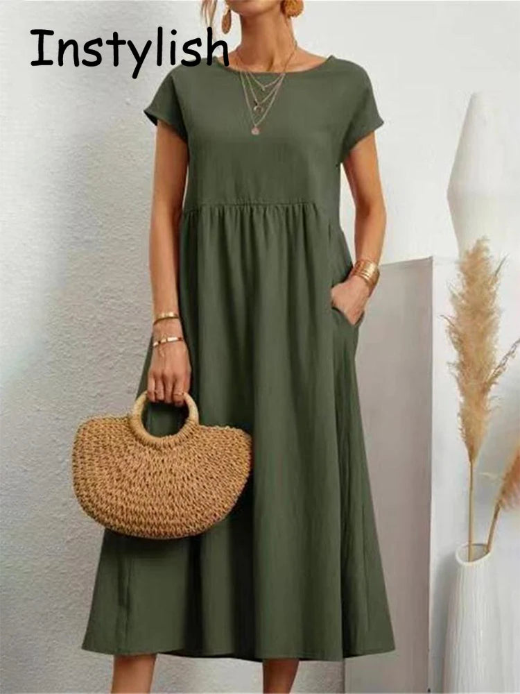 Maxi Dress Short Sleeve O Neck
