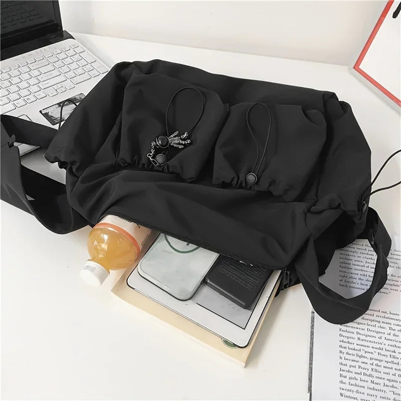 Fashionable Crossbody Bag with Drawstring Accent