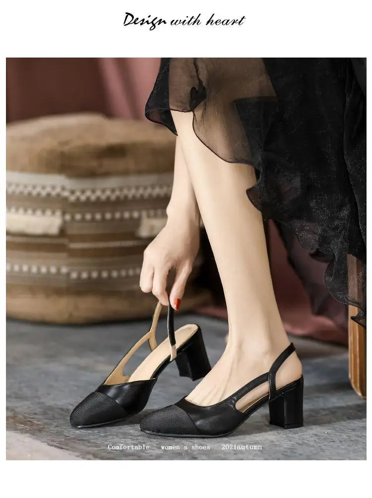 Color blocked  Low Heel Thick Bottom Shoes