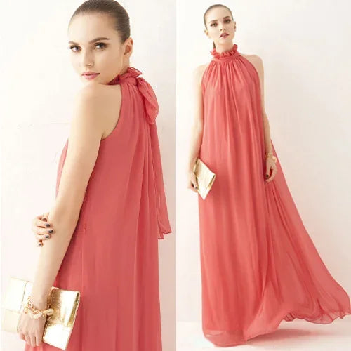 Long  A Line Sleeveless Summer Dress