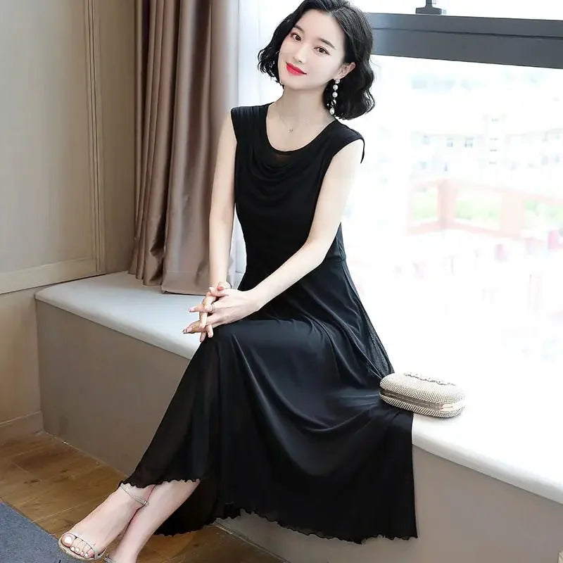 Long Dress Mesh Maxi Sleeveless