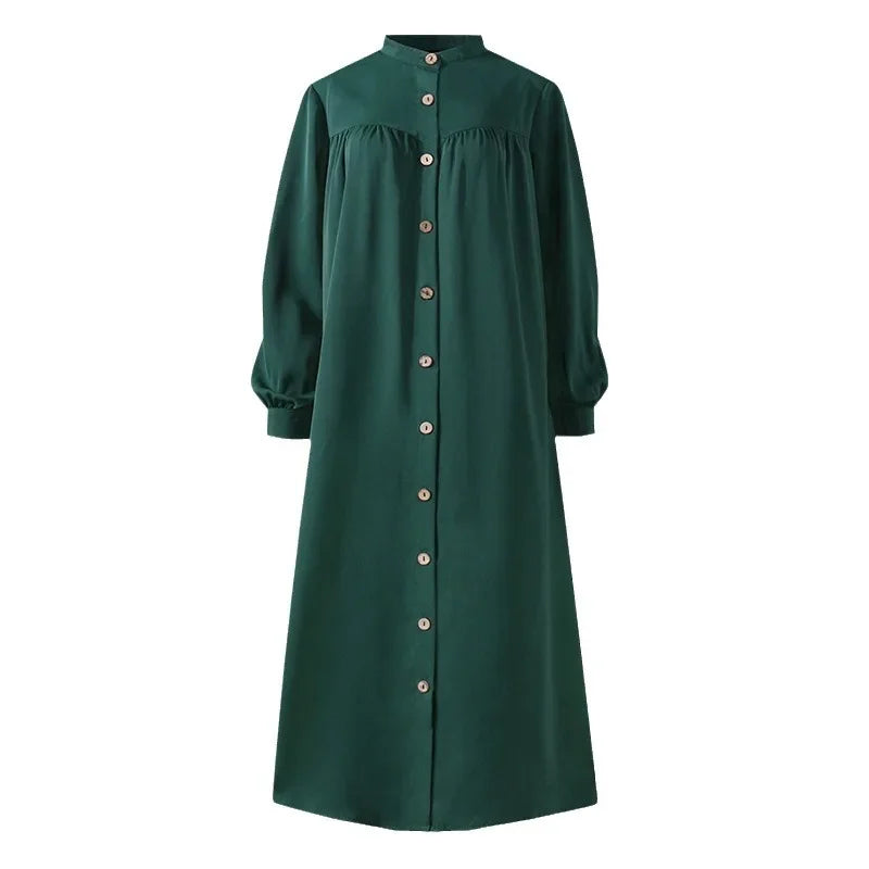 Elegant  Stand Collar Long Sleeve Cardigan Dress