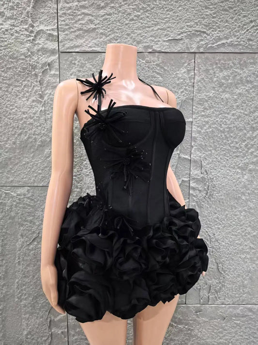 Sexy Strapless Florals Mini Bandage Dress