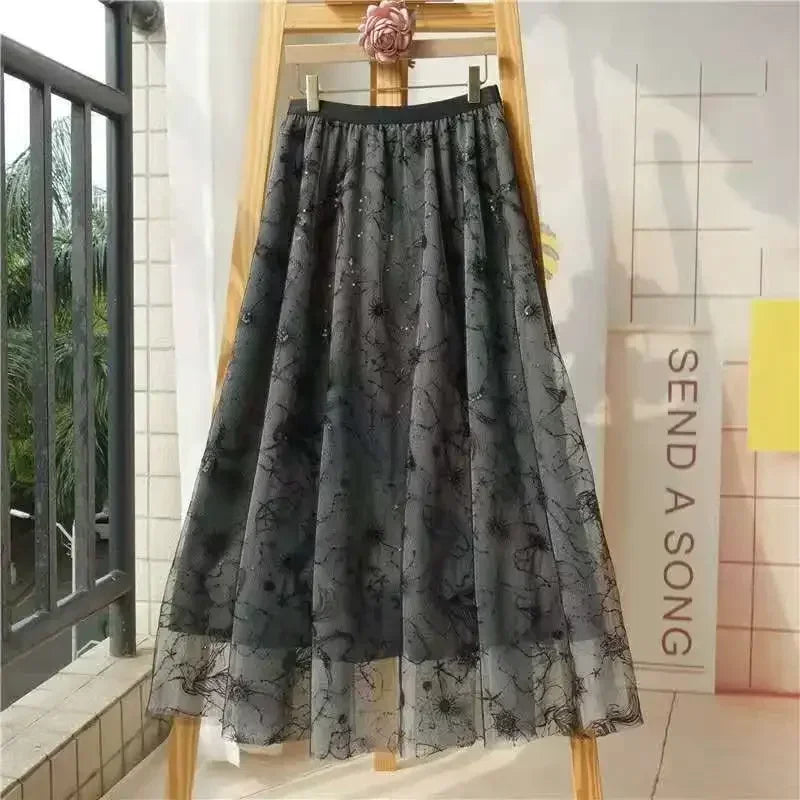 Casual Summer Embroidery Long Skirt