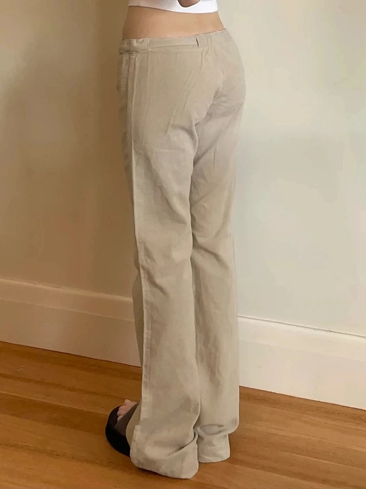 Low Rise Chic Lace-Up Straight Trousers Pants