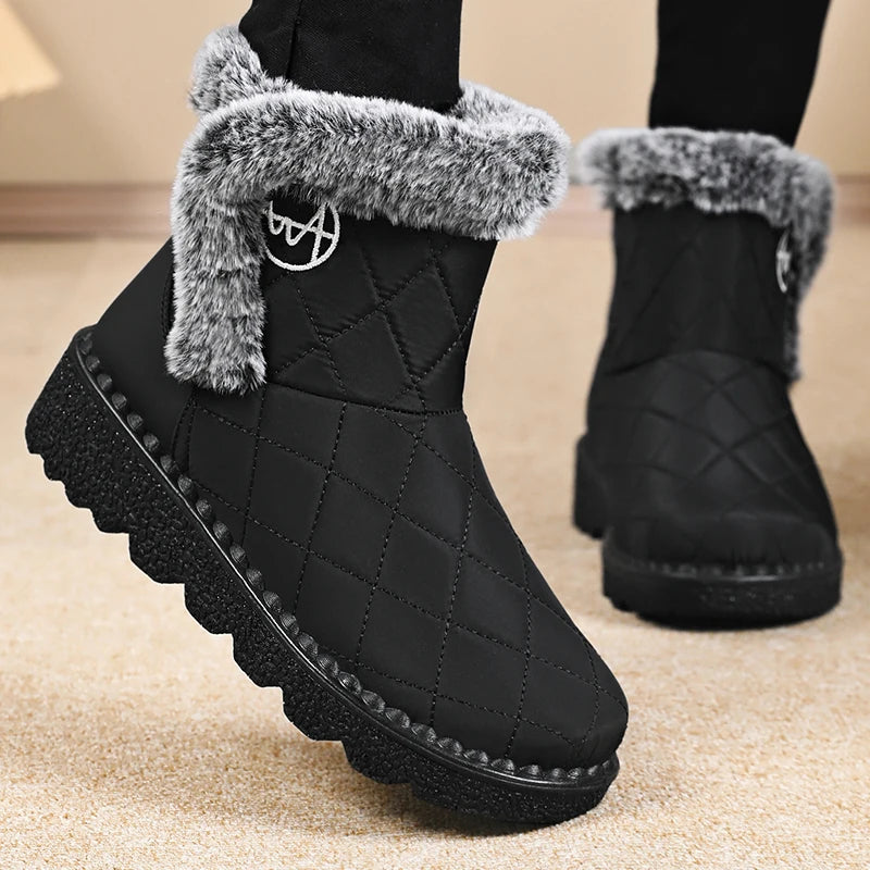 Winter Women's Waterproof Snow Boots Thick-soled