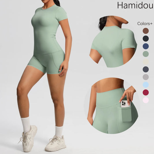 Workout Sportswear 2Pcs Piece  Yoga Shirt / Shorts