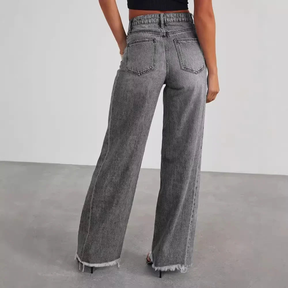 High-waisted Straight-leg Wide-leg Pants