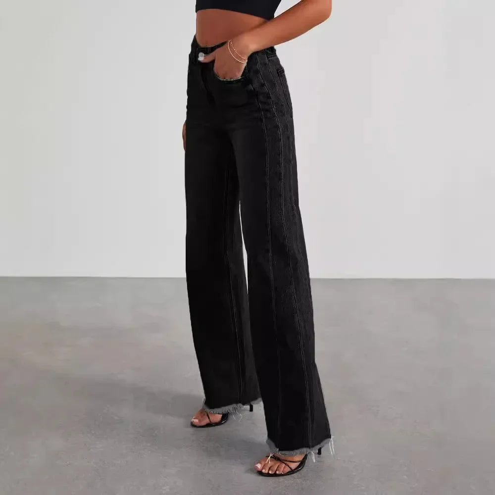 High-waisted Straight-leg Wide-leg Pants