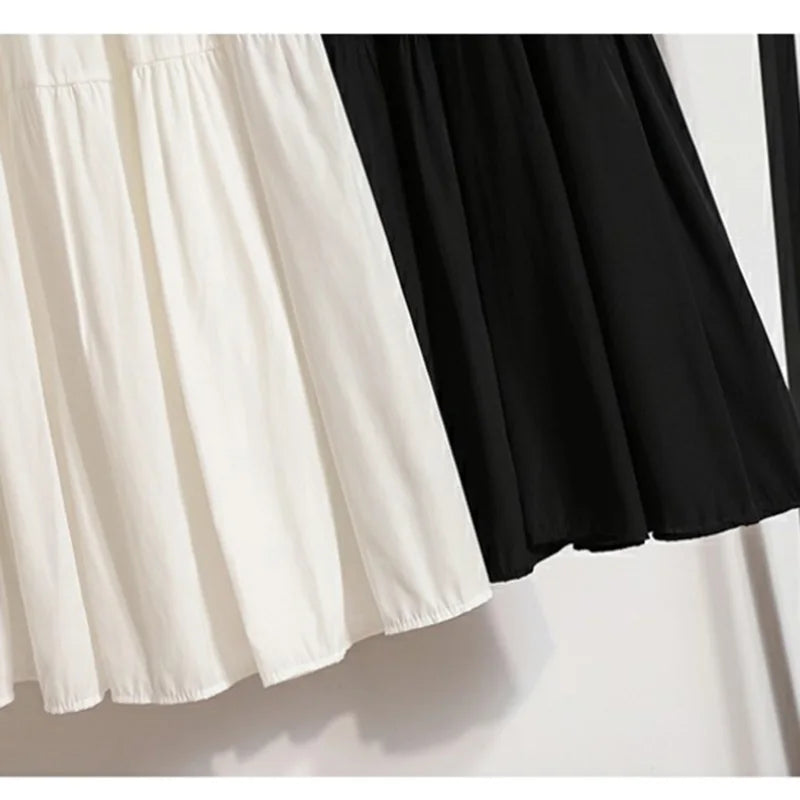 White/Black Long  High Waist  A-line