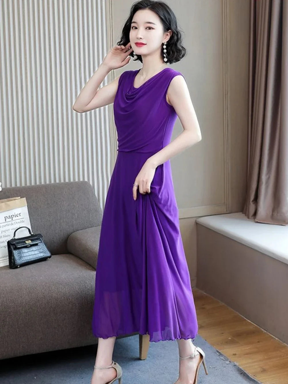 Long Dress Mesh Maxi Sleeveless