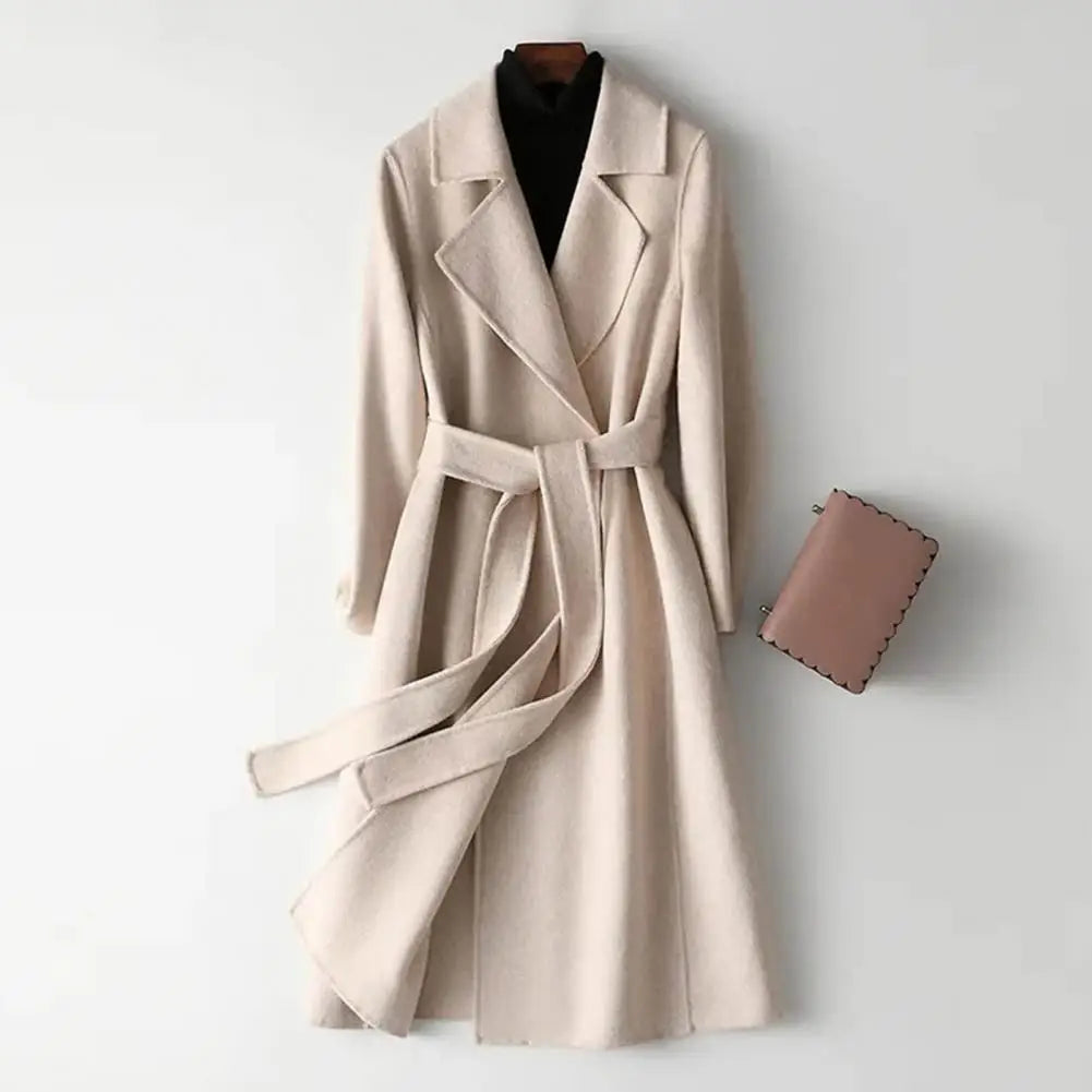 Mid-calf Woolen Coat Belt Long Sleeve