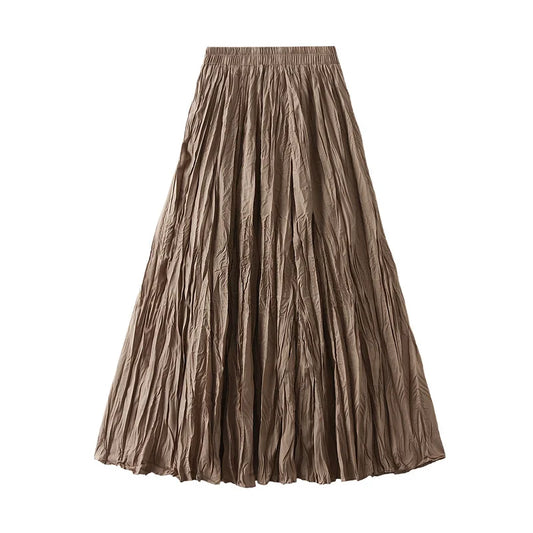 Pleated A-line Midi Skirt