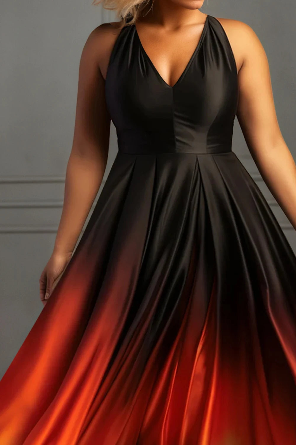 Plus Size Gradient Elegant Evening Dress