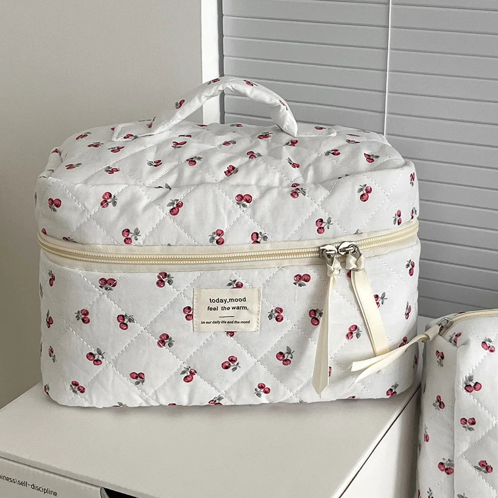 Cherry Tote Cosmetic Toiletry 3 PIECES