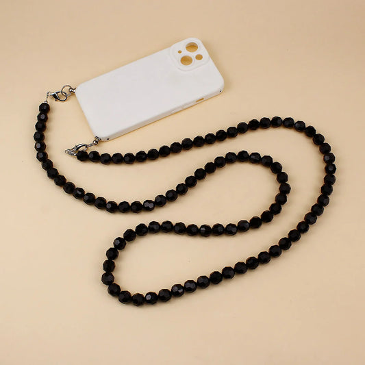 Black Bead Phone Chain Lanyard Crossbody