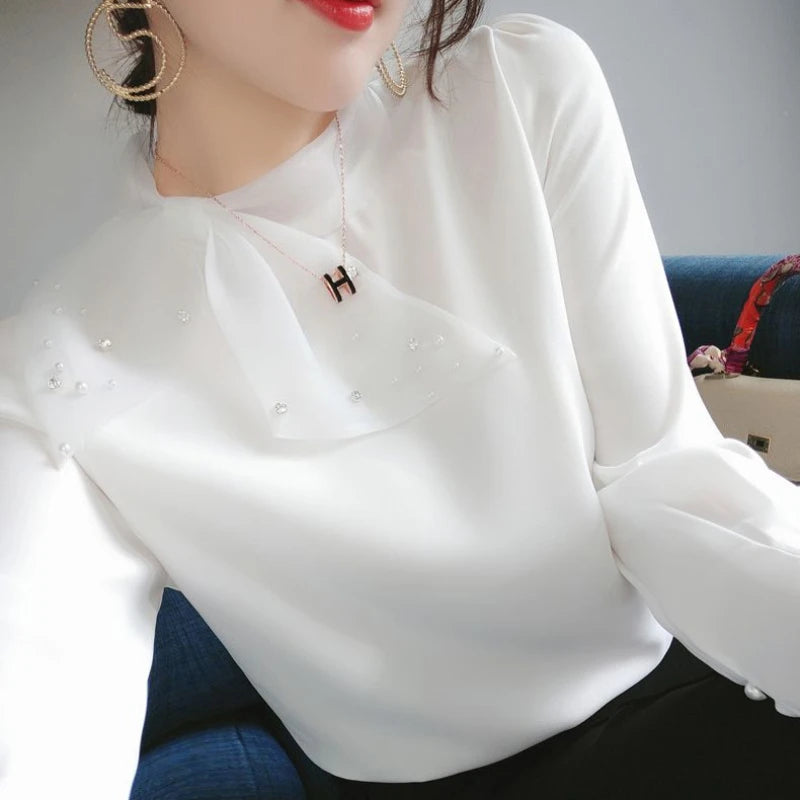 Blouse Full Long Sleeve With Bow Chiffon