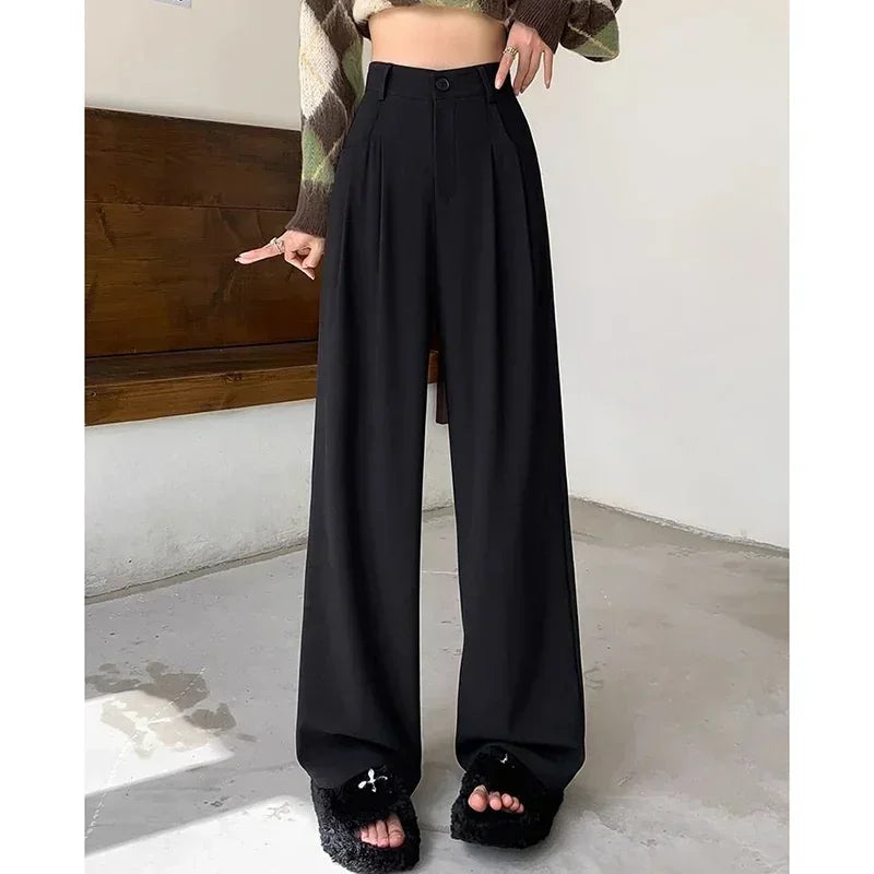 Suit Pants Breathable  High Waist Wide Leg