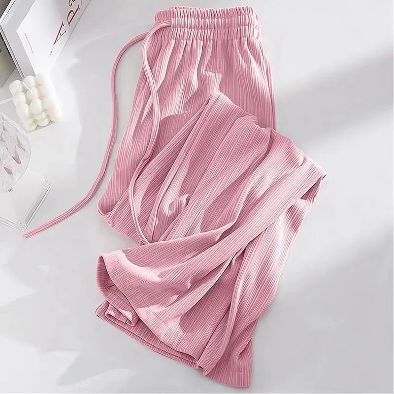 Ice SilkHigh Waist, Wide Leg Trousers