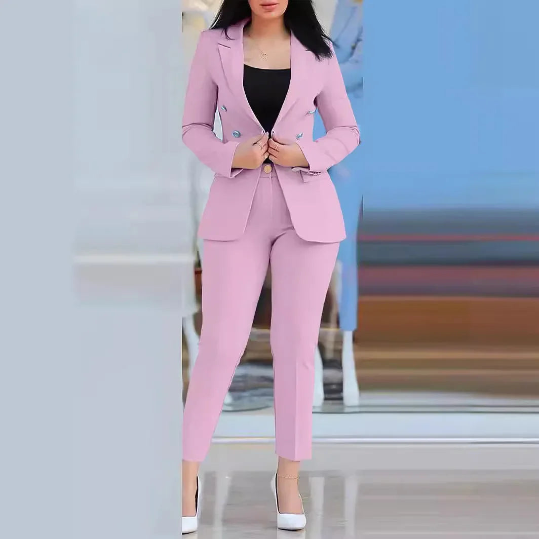 2pcs Long Sleeve Blazer Jacket Pencil Pants
