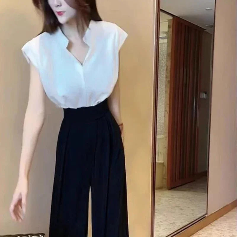 Wide Leg Pants High Waist Pleated Fashion
