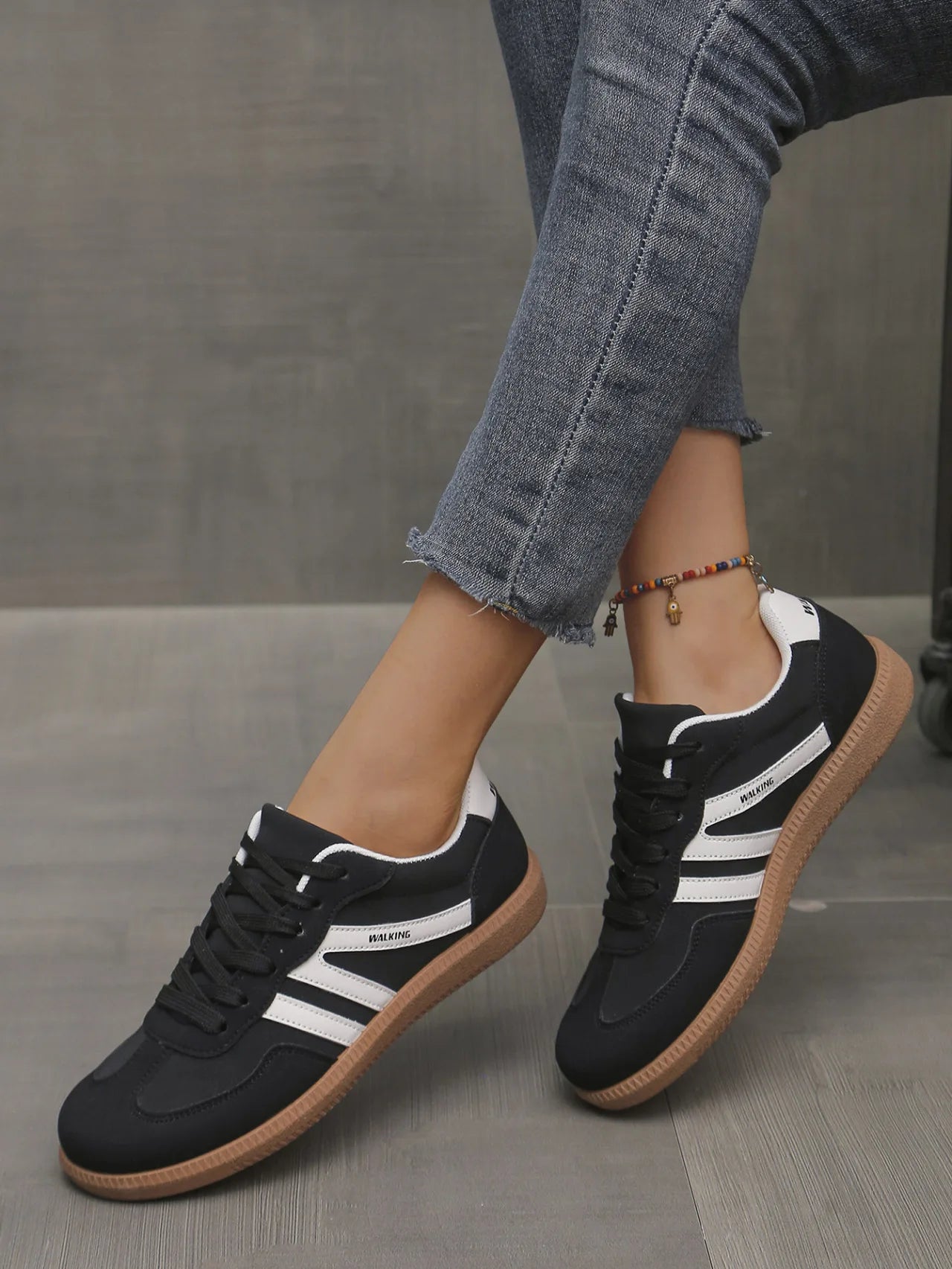 Sneakers Fashion Flat Heel  Leather Casual Shoes