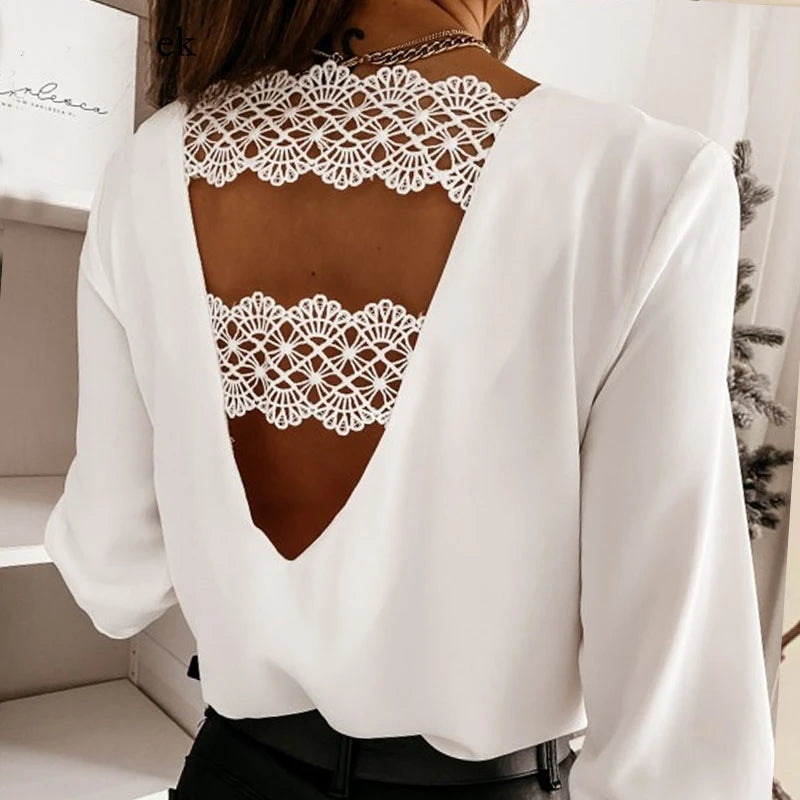 Lace Stitching Pullover Blouse