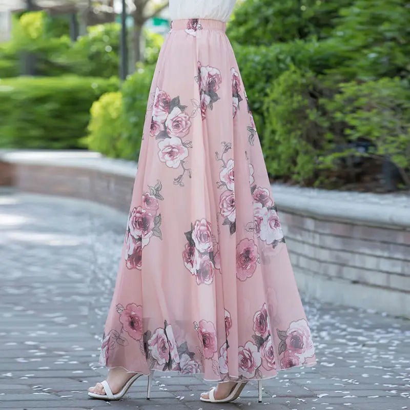Full Long Skirt A-Line Chiffon Skirt