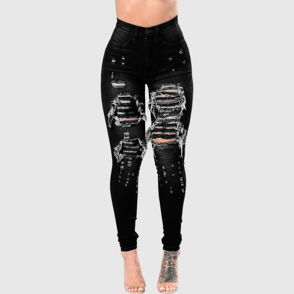 High Waist Ripped Jeans Trousers S-3XL