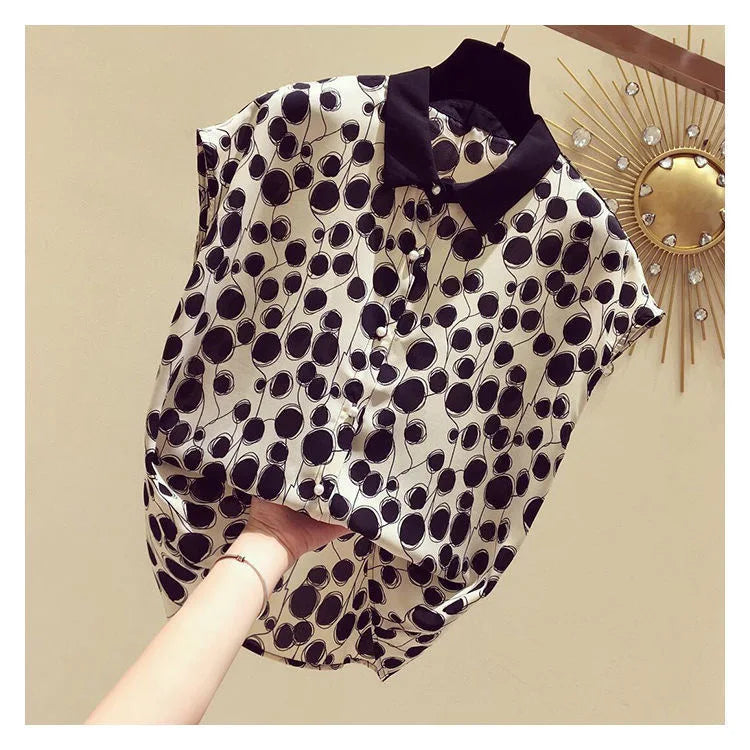 Batwing Sleeve Peter Pan Collar Polka Dot
