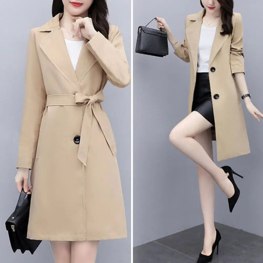 Trench Coat Mid Length Pockets, Belt