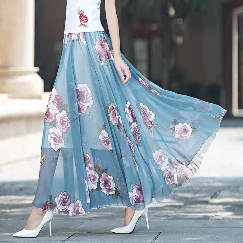 Full Long Skirt A-Line Chiffon Skirt