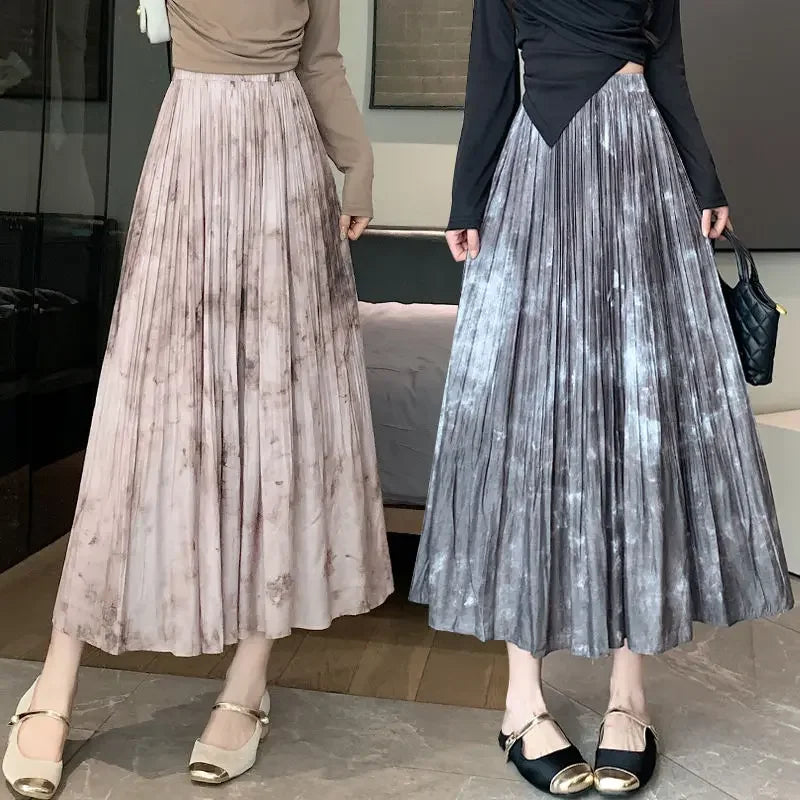 Long Pleated  Skirt High Waist  Chiffon