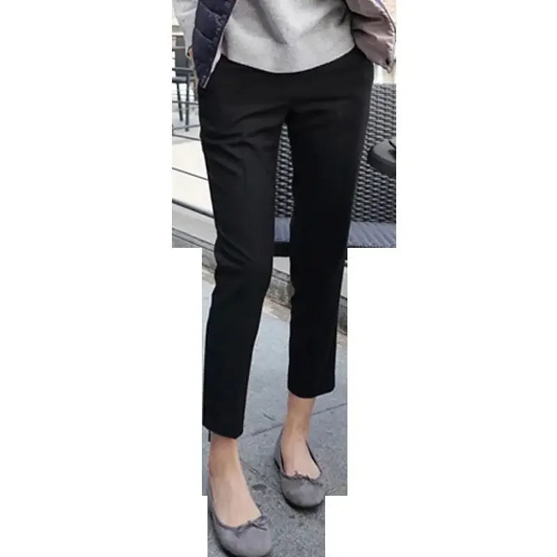 Black High-waisted Slimming Straight-leg Suit Pants