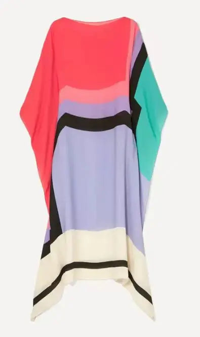 Candy Stripe Print Kaftan Long Dress