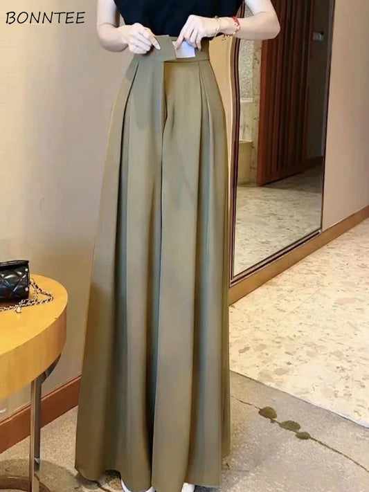 Wide Leg Pants High Waist Pleated Fashion