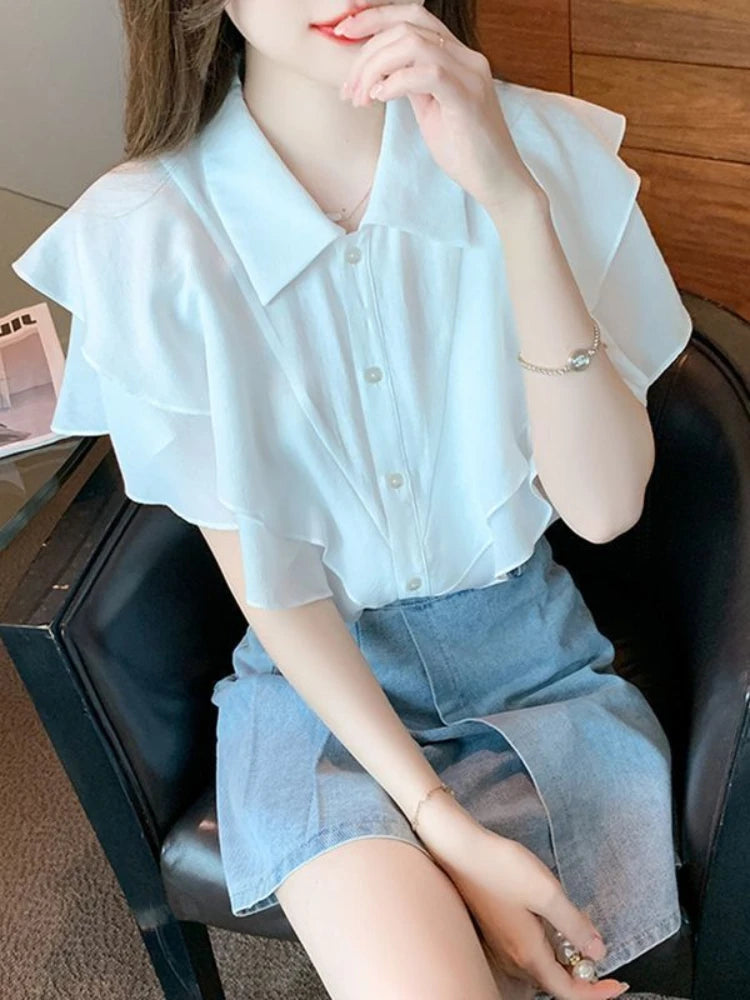 Cute Button Up Blouse White