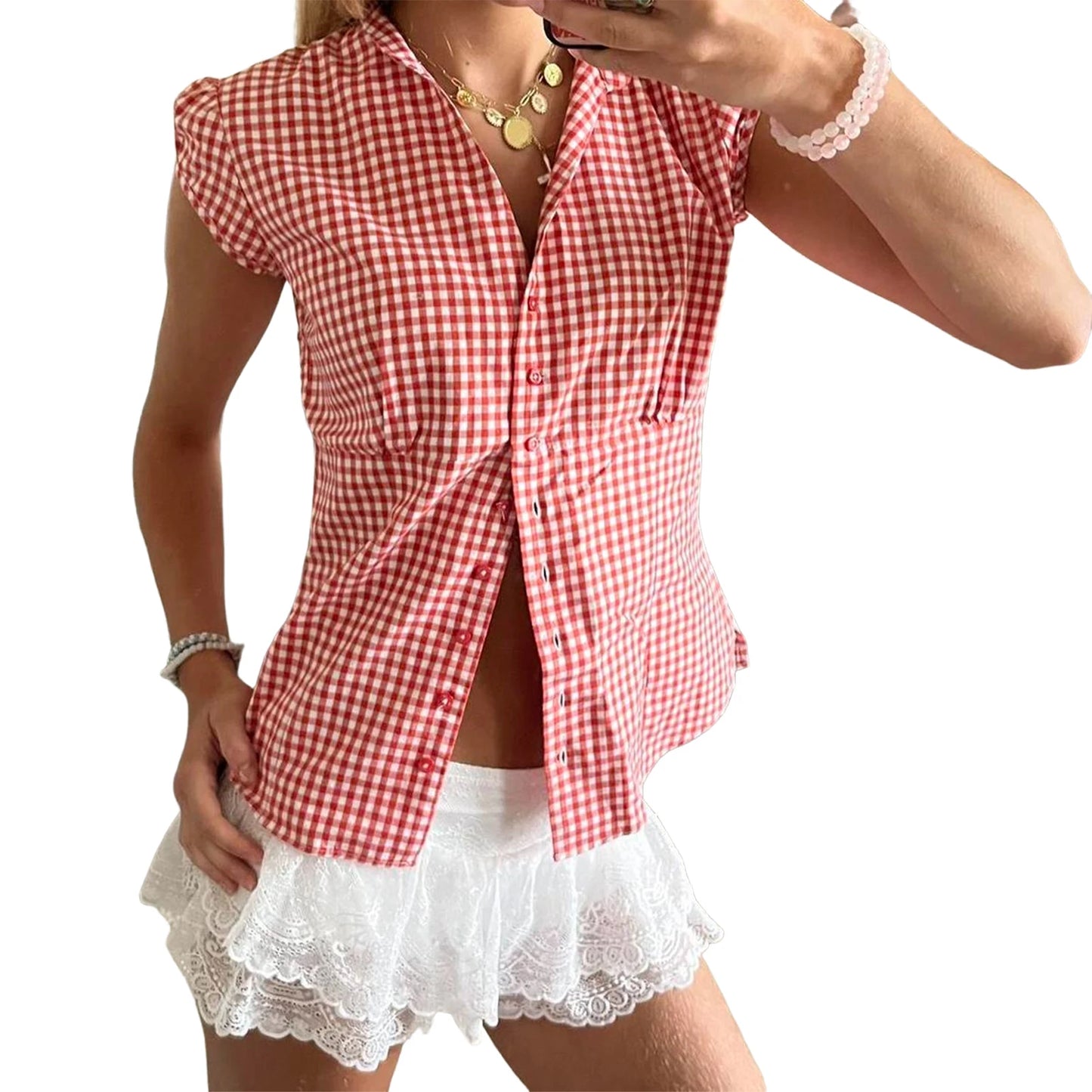 V-Neck Sleeveless Tank Top with Ruffle Hem