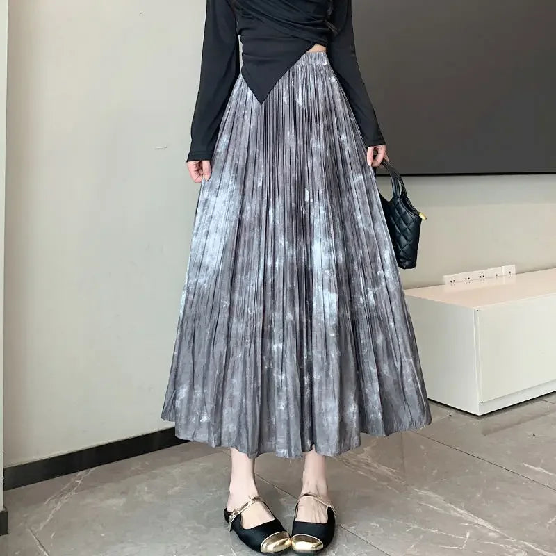 Long Pleated  Skirt High Waist  Chiffon