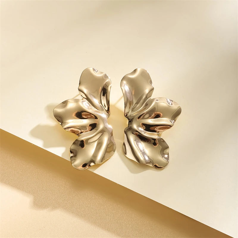 Gold Color Irregular Metal Dangle Earrings