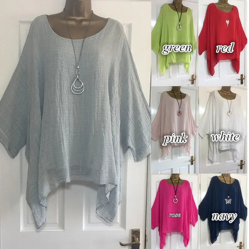 Batwing Sleeve Solid Color  Casual  Blouse