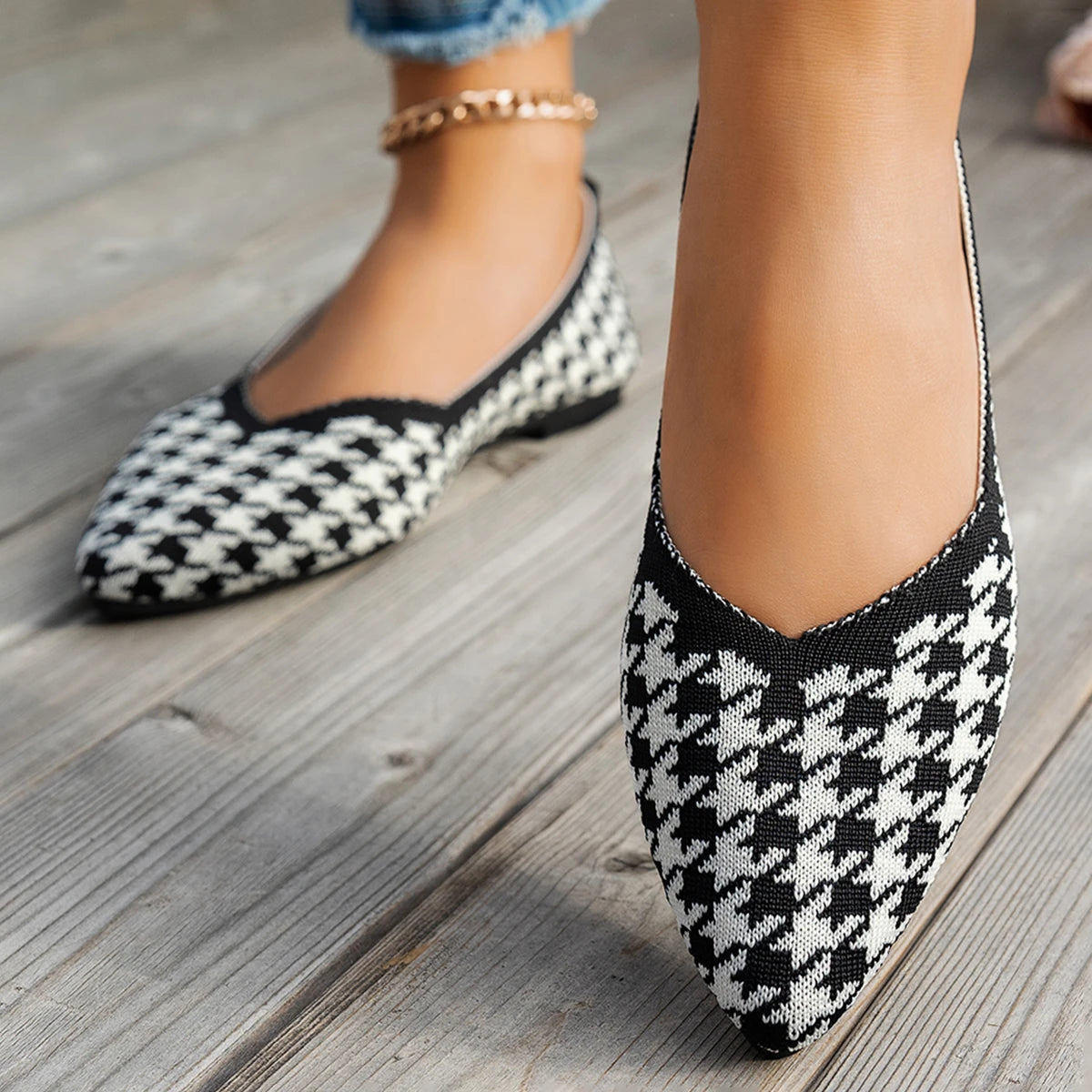 Black Shallow Mouth Pointed Toe Comfortable Loafers