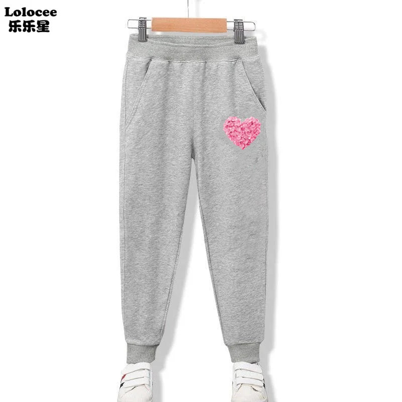 New Kids Elastic Pants Cotton Flower Heart