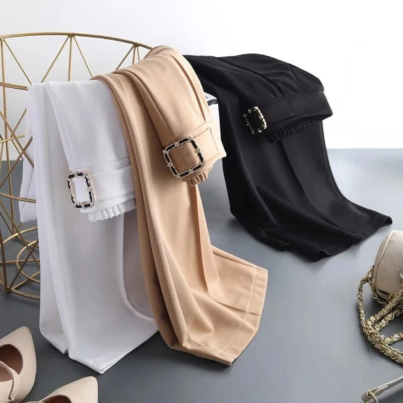 High Waist Wide Leg Straight Suit Trousers