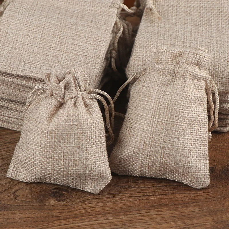 50PCS Drawstring Burlap Jute Favor Gift Bag