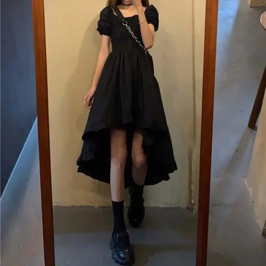 Black Dress Elegant Short Skirt Long Dress